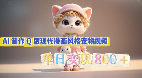 AI制作Q版现代漫画风格宠物视频，单日变现几张-逍决共创终点站