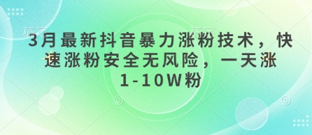 3月最新抖音暴力涨粉技术，快速涨粉安全无风险，一天涨1-10W粉-逍决共创终点站